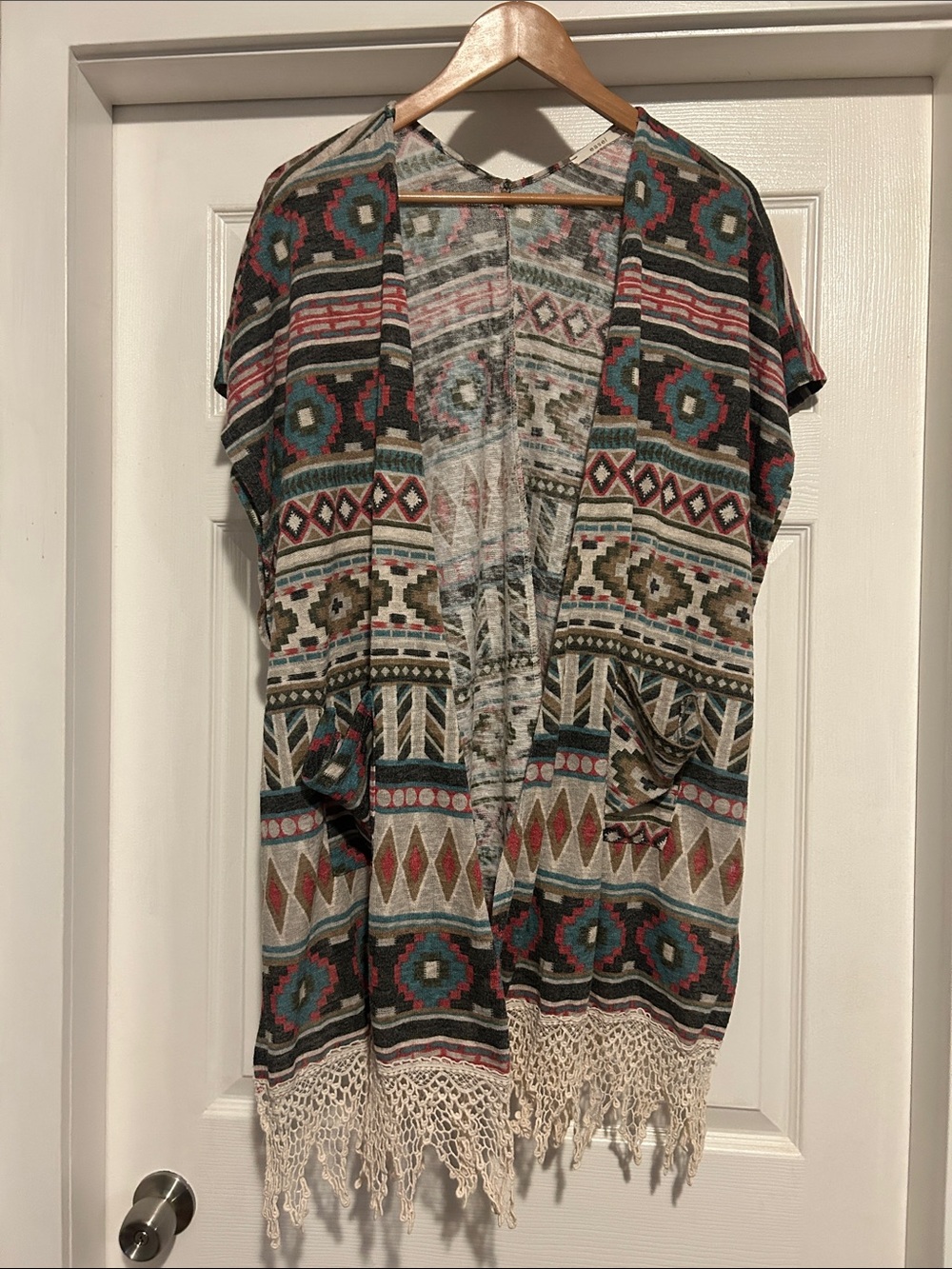 Bohemian Patterned Kimono with Fringe